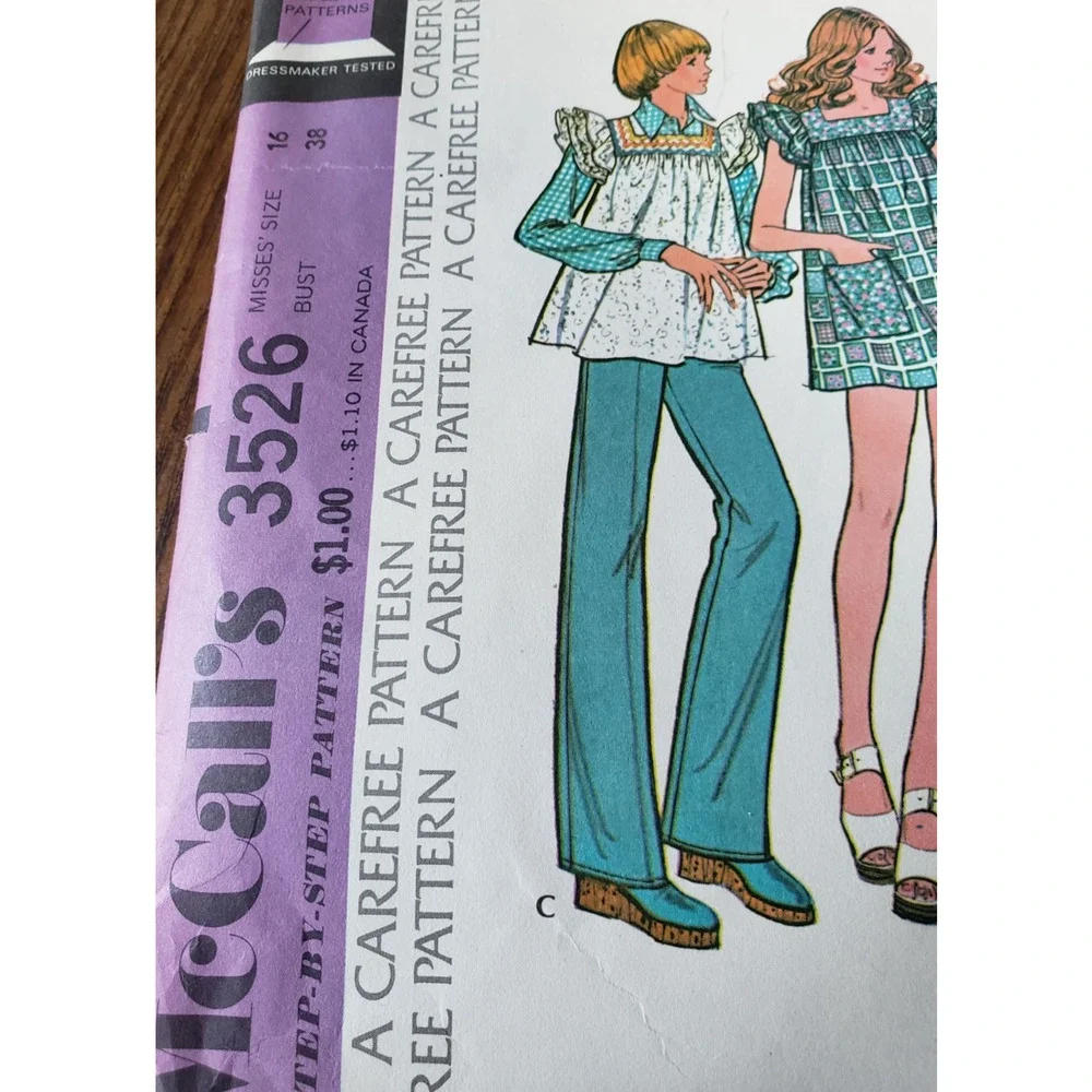 McCalls Sewing Pattern 3526 womens top blouse pants size 16 uncut